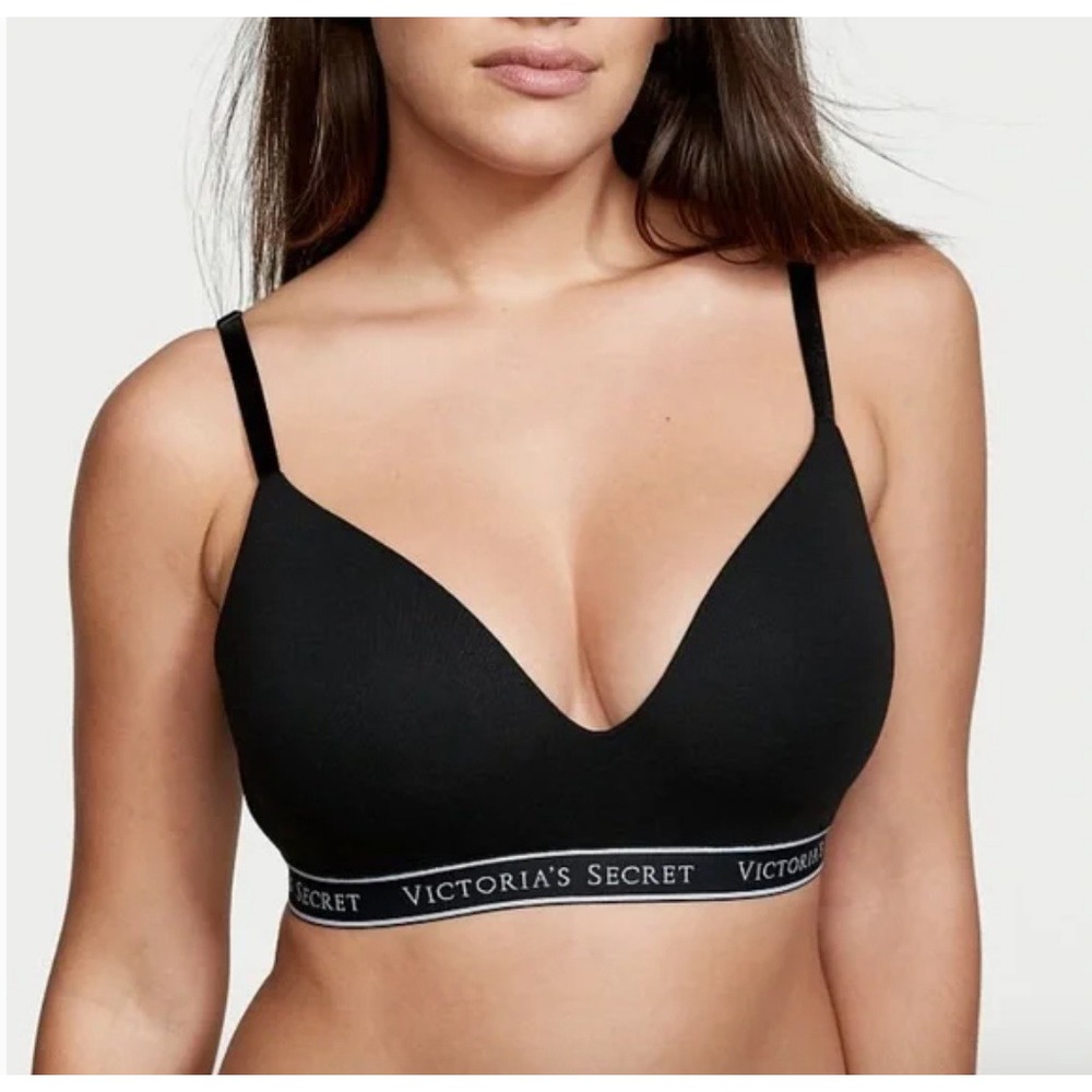 Victoria's Secret Feminine Black T Shirt Lightly Lined‎ Wireless Bra 34DDD